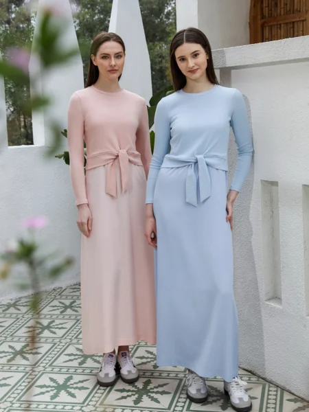 AP SS25 Women Wrap Ribbed T-shirt Lady Blend Slip Dress 5 Color