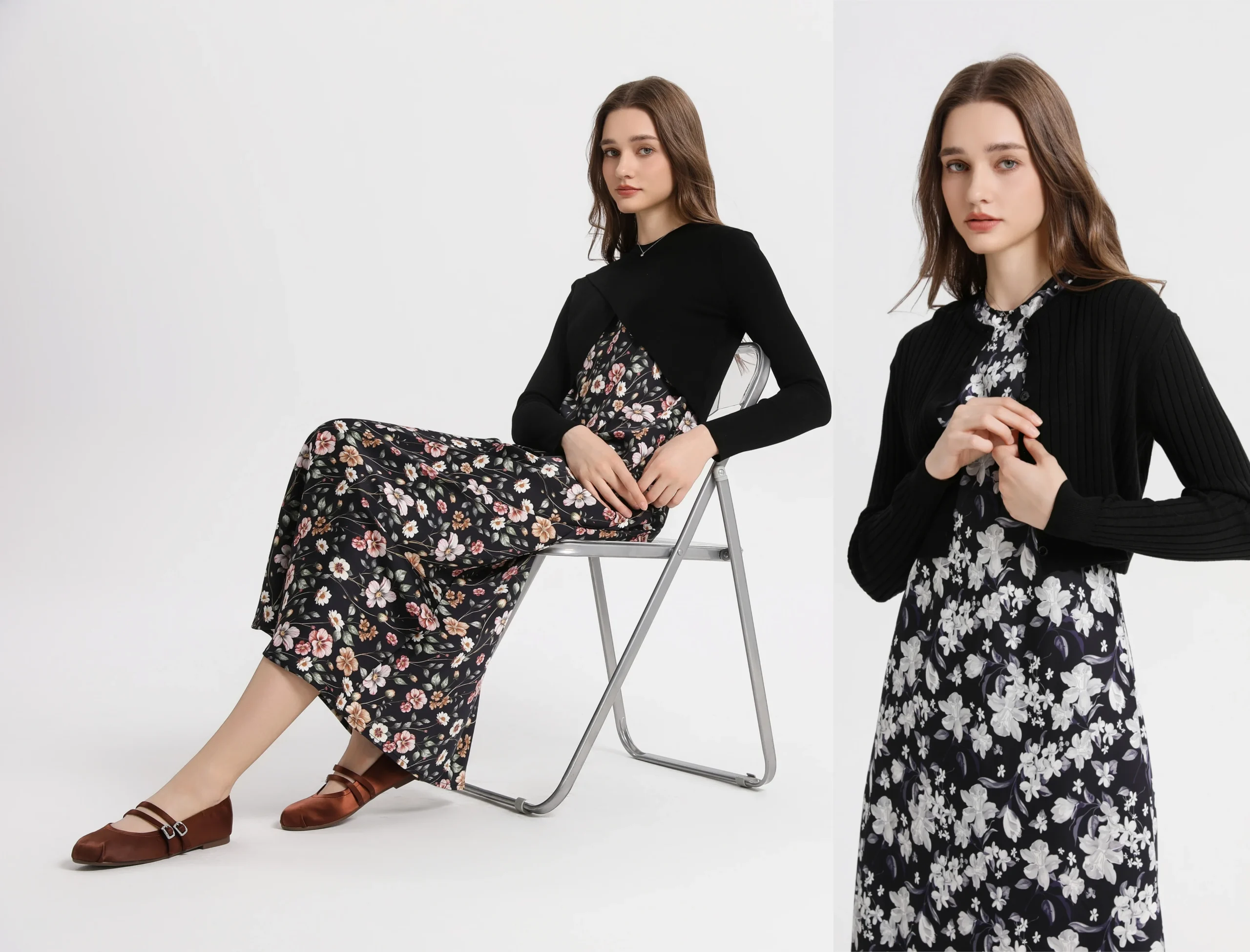 AS 2025 spring summer elegance satin dress + knitted top match set maxi floor length woman clothes - Image 4
