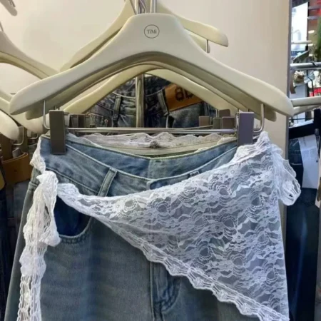 Fashion Lace-up Lace Mini Skirt Slim Fit Y2K Apron Wrap Skirt Pretty Harajuku Fart Curtain for Women