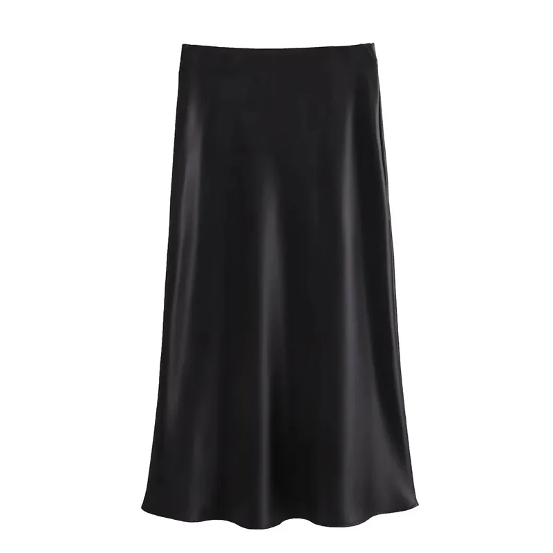MUJER Woman 2025 Satin Skirt Women High Waist Long Skirts For Women Summer Black Midi Skirt Woman Office Elegant Women's Skirts - Image 4