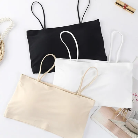 Women Crop Top Sexy Bra Seamless Tank Tops 2023 Summer Female White