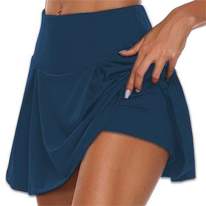 Summer Women Sprints Tennis Dance Fitness Short Skirts Quick Drying Solid Female Lining High Waist Mini Skirts Shorts DF4987 - Image 2