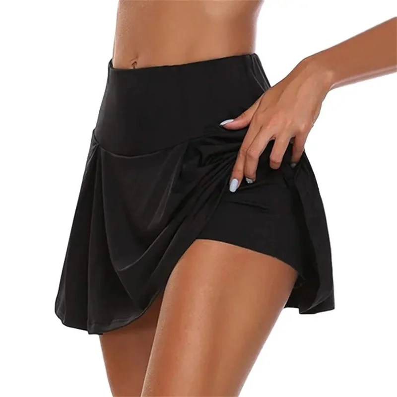 Summer Women Sprints Tennis Dance Fitness Short Skirts Quick Drying Solid Female Lining High Waist Mini Skirts Shorts DF4987 - Image 3