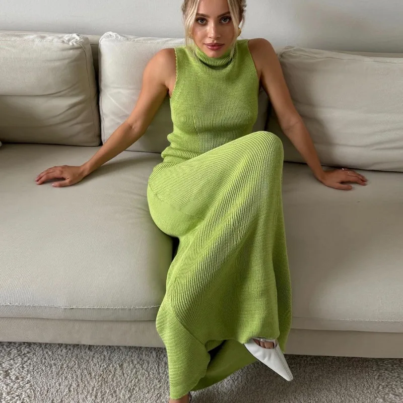 Tuularose Elegant Long Skirt Two-piece Set Women's Sleeveless Knitted Turtleneck Vest Slim Skirt Set 2025 New Fashion Skirt Set - Image 6