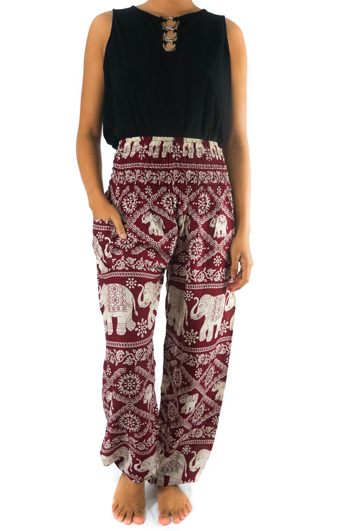 Burgundy ELEPHANT Pants Women Boho Pants Hippie Pants Yoga - Image 3