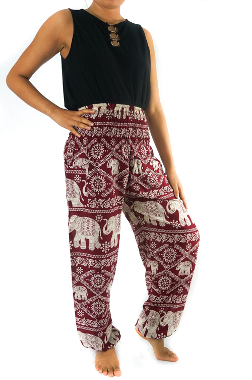 Burgundy ELEPHANT Pants Women Boho Pants Hippie Pants Yoga - Image 5