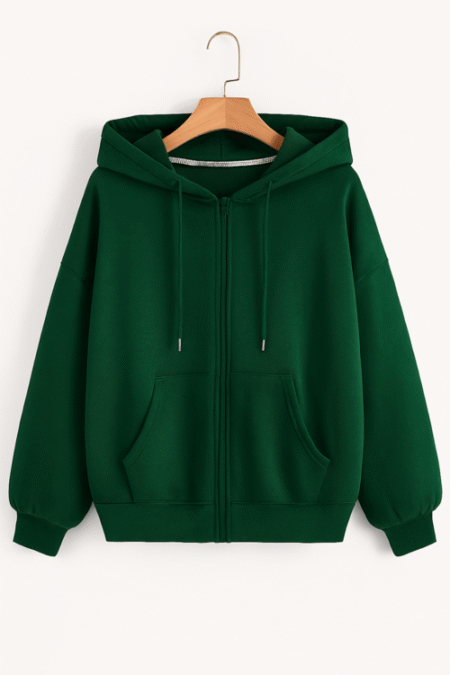 Hoodie for Women with Pockets-Green (Size-L)